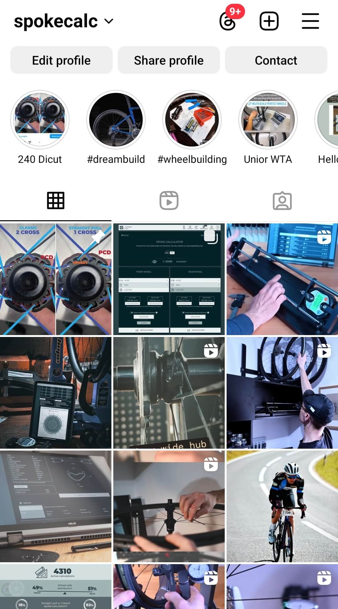 Spokecalc instagram profile