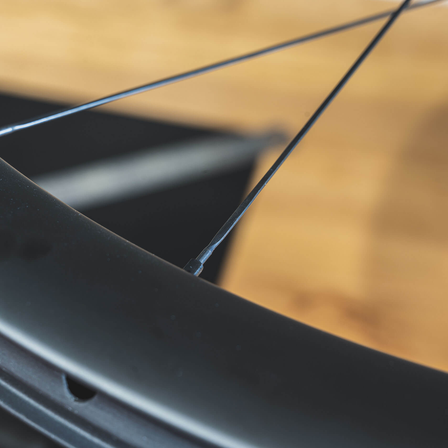 Alpina Hyperlite spoke laced up in a wheel.